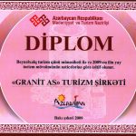 Azərbaycanın ən yaxşı turizm şirkəti diplomu - 2009